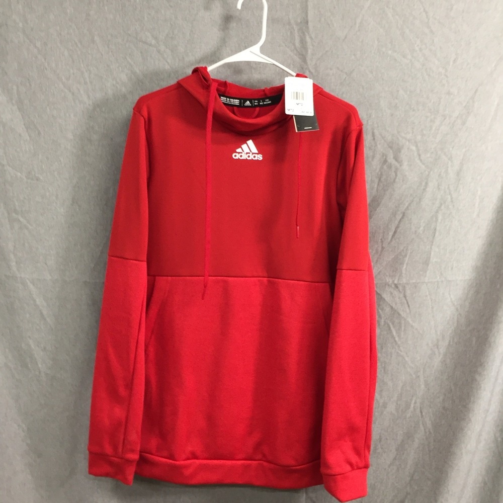 Adidas AEROREADY Red Pullover Hoodie Mens Medium Colorblock Sweatshirt NEW
